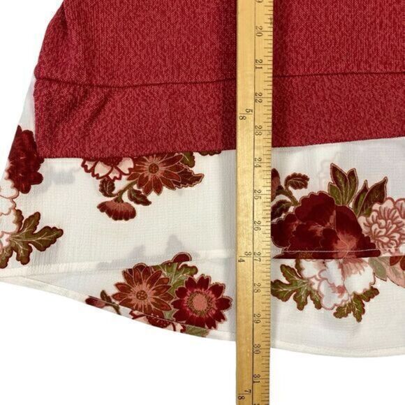 Zac & Rachel Sweater Womens Size Small Red Knit Floral Layered Tunic Sweater - Picture 12 of 15